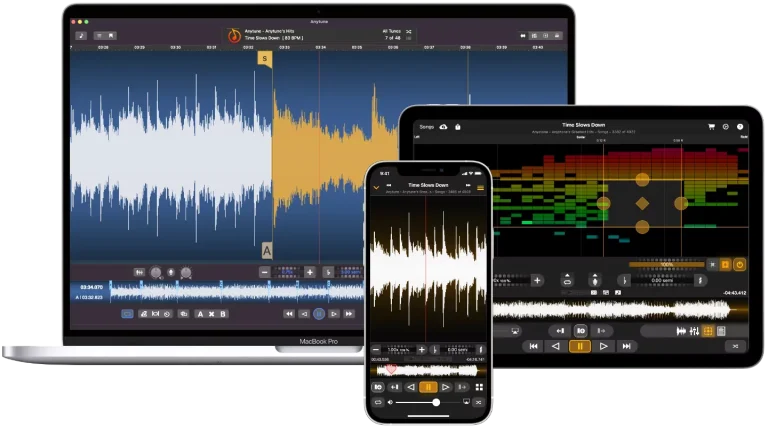 Anytune looping on Mac, Reframe on iPad and playing on iPhone