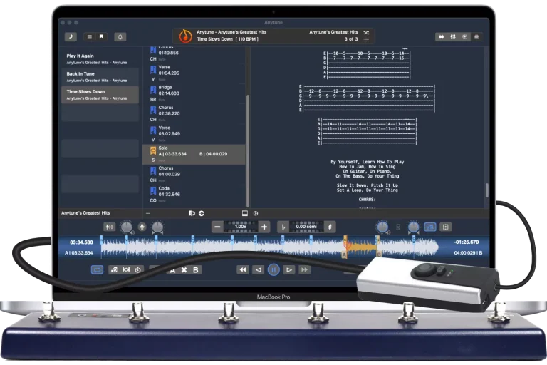 Anytune on Mac with Lyrics, Remote Control and Adaptor